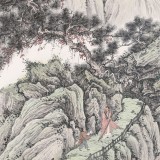 吳顯剛卡紙團扇《攜琴訪友圖》 貴州七星關美協主席