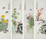 【已售】凌雪 四條屏《梅蘭竹菊》 北京美協會員