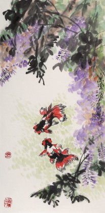 【已售】王永剛 吉祥水墨《魚樂圖》 國家一級美術師