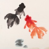 鄒友蒸 《魚樂圖》1992年作 已故山野派繪畫大家