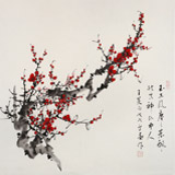 安徽美協(xié)何華賢四尺斗方《紅梅報春圖》