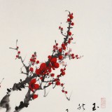 安徽美協(xié)何華賢四尺斗方《紅梅報春圖》