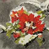 【已售】王永剛 《茶花開時雪紛飛》78歲 國家一級美術(shù)師 精品力作
