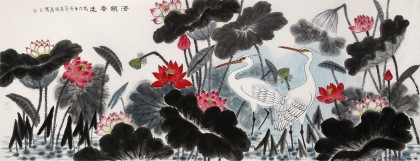 朱祖義 荷花《清韻香遠》 中國老子書畫院副院長