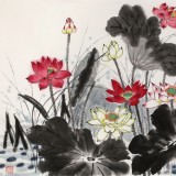 朱祖義 荷花《仙韻荷風滿塘馨》 中國老子書畫院副院長