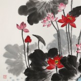 朱祖義 小六尺荷花《清韻圖》 中國老子書畫院副院長