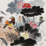 朱祖義 荷花《荷塘逸趣》 中國老子書畫院副院長