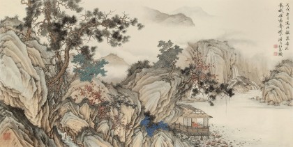 【已售】吳顯剛 四尺《觀泉圖》 貴州七星關(guān)美協(xié)主席