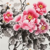 【已售】王偉寧 四尺斗方《富貴祥和》 青年書畫才俊 河南美協會員