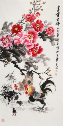 【已售】王寶欽 四尺《富貴吉祥》當(dāng)代花鳥牡丹畫名家（詢價(jià)）