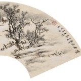 【已售】鄒本財 卡紙扇面《暖冬圖》 公主嶺市美協常務副主席