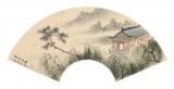 【已售】鄒本財 卡紙扇面《秀木出林》 公主嶺市美協常務副主席