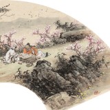 【已售】鄒本財 卡紙扇面《天朗氣清春正好》 公主嶺市美協常務副主席