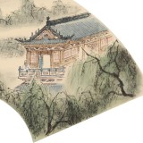 【已售】鄒本財 卡紙扇面《秀木出林》 公主嶺市美協常務副主席
