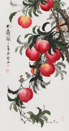 【已售】黃藝三尺風水吉利國畫《大壽圖》