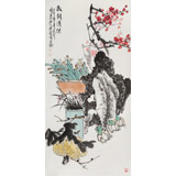 【已售】梁景欣 三尺《歲朝清供》 學院派畫家