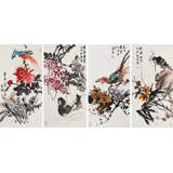 邢書波 四條屏 《紫氣東來》 中美協(xié)會(huì)員 清華美院創(chuàng)作班導(dǎo)師（詢價(jià)）