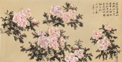 皇甫小喜 四尺《牡丹真國色 花開動京城》 河南著名花鳥畫家