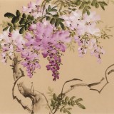 【已售】皇甫小喜 四尺對開《紫氣東來》 河南著名花鳥畫家