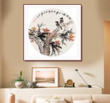 【已售】王寶欽 四尺團(tuán)扇荷花《碩果圖》當(dāng)代花鳥牡丹畫名家（詢價）