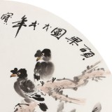 【已售】王寶欽 四尺團(tuán)扇荷花《碩果圖》當(dāng)代花鳥牡丹畫名家（詢價）