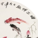 王寶欽 四尺團扇荷花《塘邊情趣》當代花鳥牡丹畫名家（詢價）
