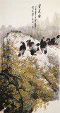 【已售】王寶欽 六尺《賞春圖》當(dāng)代花鳥(niǎo)牡丹畫(huà)名家（詢(xún)價(jià)）