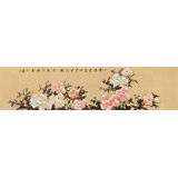 【已售】皇甫小喜 四尺對(duì)開(kāi)《一叢深色花》 河南著名花鳥(niǎo)畫家