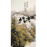【已售】王寶欽 六尺《賞春圖》當(dāng)代花鳥牡丹畫名家（詢價(jià)）