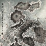 【已售】王寶欽六尺《荷塘初雪》當代花鳥牡丹畫名家（詢價）