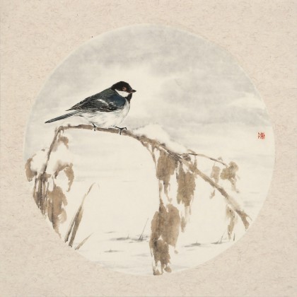 【已售】陳薪名《初雪》 中美協會員 第六屆全國花鳥畫展金獎獲得者