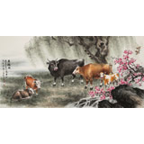 【已售】鄒本財 四尺《五福圖》 公主嶺市美協(xié)常務(wù)副主席