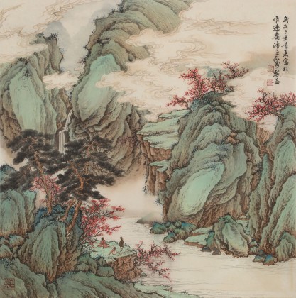【已售】吳顯剛 四尺斗方《行到水窮處 坐看云起時》 貴州七星關美協主席