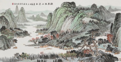 【已售】廖崧越 三尺《抱琴林山尋知音》 廣西桂林美協(xié)會員