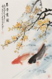 【已售】梁景欣 四尺三開《年年有余》 學院派畫家