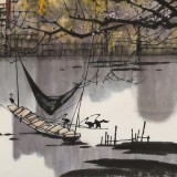 【已售】苗雨 四尺斗方《水鄉》 遼寧工美教授 師從吳冠中