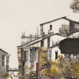 【已售】苗雨 四尺斗方《水鄉》 遼寧工美教授 師從吳冠中