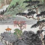 【已售】廖崧越 三尺《翠疑云峰傍鄉溪》 廣西桂林美協會員