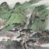 【已售】廖崧越 三尺《翠疑云峰傍鄉溪》 廣西桂林美協會員