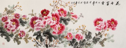【已售】王寶欽小六尺《花開富貴》當代花鳥牡丹畫名家（詢價）