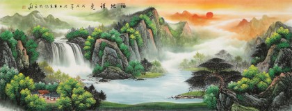 【已售】吳東 小六尺《福地祥光》 著名易經風水畫家