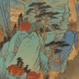 廖崧越 四尺三開青綠山水《數峰碧落云臺外》 廣西桂林美協會員