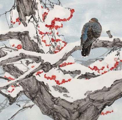 【已售】陳薪名《雪韻》 中美協(xié)會(huì)員吉祥水墨 第六屆全國花鳥畫展金獎(jiǎng)獲得者