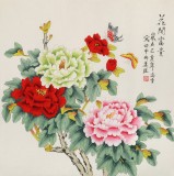 【已售】凌雪 四尺斗方《花開富貴》 北京美協會員