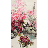 【已售】王寶欽 六尺《榮華富貴》當(dāng)代花鳥牡丹畫名家（詢價(jià)）