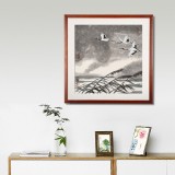 訂制 | 何一鳴 《云鶴游天》 實木畫框 高透有機玻璃 53×53cm (成品)