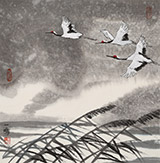訂制 | 何一鳴 《云鶴游天》 實木畫框 高透有機玻璃 53×53cm (成品)