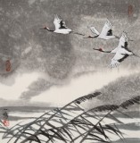 訂制 | 何一鳴 《云鶴游天》 實木畫框 高透有機玻璃 53×53cm (成品)