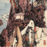 張勇 四尺三開《江山無限》 吉林著名山水畫家