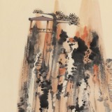 張勇 四尺三開《清泉石上流》 吉林著名山水畫家